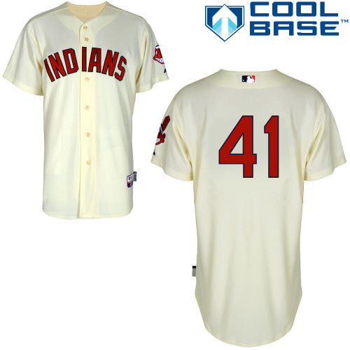 Carlos Santana #41 MLB Jersey-Cleveland Indians Men's Authentic Alternate 2 White Cool Base Baseball Jersey